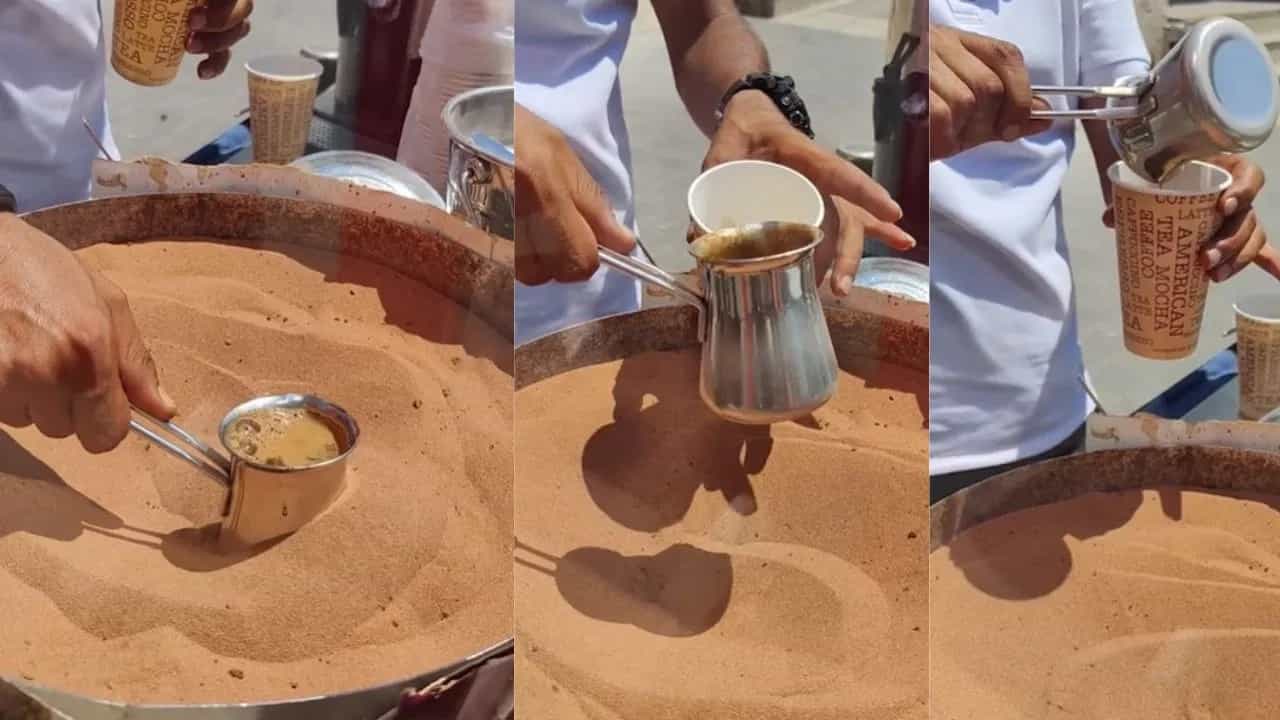 তন্দুরি চা তো অনেক খেলেন, এবার গরম বালির মধ্যে কয়েক মিনিটে তৈরি হয়ে যাচ্ছে মিল্ক কফি তন্দুরি চা তো অনেক খেলেন, এবার গরম বালির মধ্যে কয়েক মিনিটে তৈরি হয়ে যাচ্ছে মিল্ক কফি
