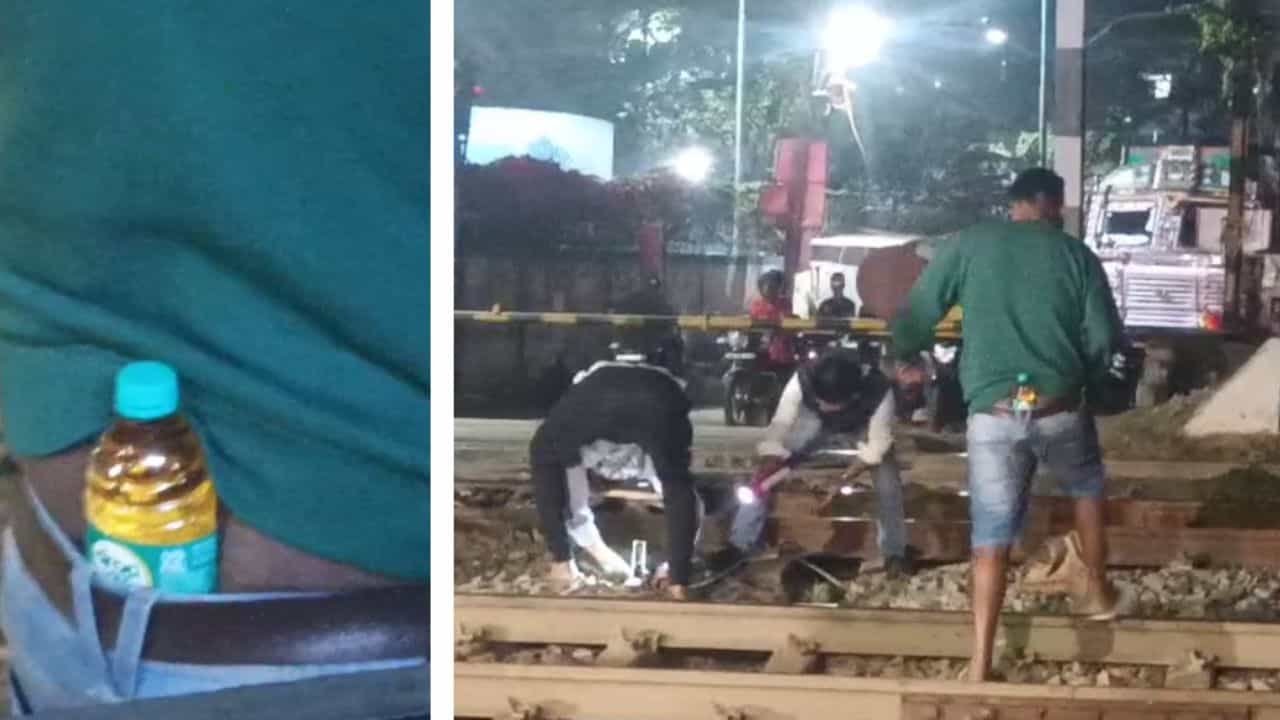 Khardah: বন্ধ সোদপুর ও খরদহ স্টেশনের ৮ নম্বর রেলগেট, কোমরে মদের বোতল গুঁজে কাজে ব্যস্ত রেলকর্মীরা Khardah: বন্ধ সোদপুর ও খরদহ স্টেশনের ৮ নম্বর রেলগেট, কোমরে মদের বোতল গুঁজে কাজে ব্যস্ত রেলকর্মীরা