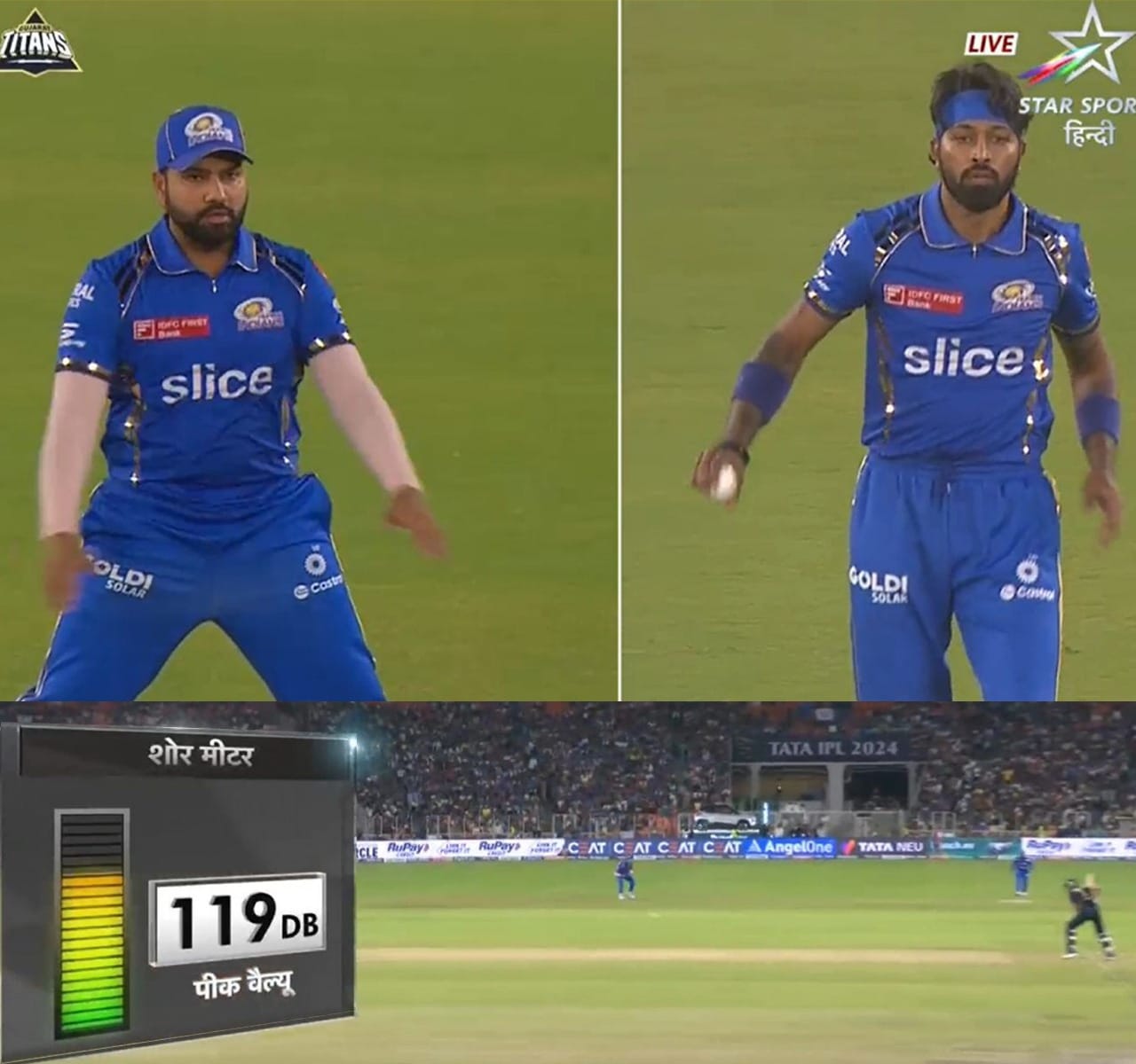 Hardik Pandya asks Rohit Sharma about DRS in Gujarat Titans vs Mumbai Indians Match, Loud cheer from Crowd INSIDE