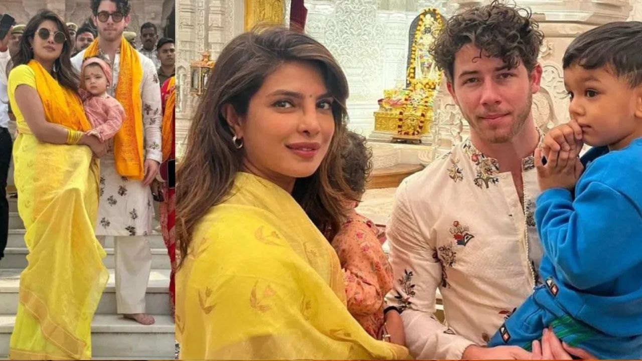 প্রিয়ঙ্কা চোপড়া যে শাড়ি পরে রাম মন্দিরে এসেছিলেন, সেটি আদতে পি সি ফ্যাশনের চান্দেরি সিল্ক লাইম শাড়ি। সোনালি পাড় দেওয়া শাড়িটিতে ফুল-পাতার যে ক্লাসিক ডিজাইন ছিল, সেটি সম্পূর্ণ অর্গানিক