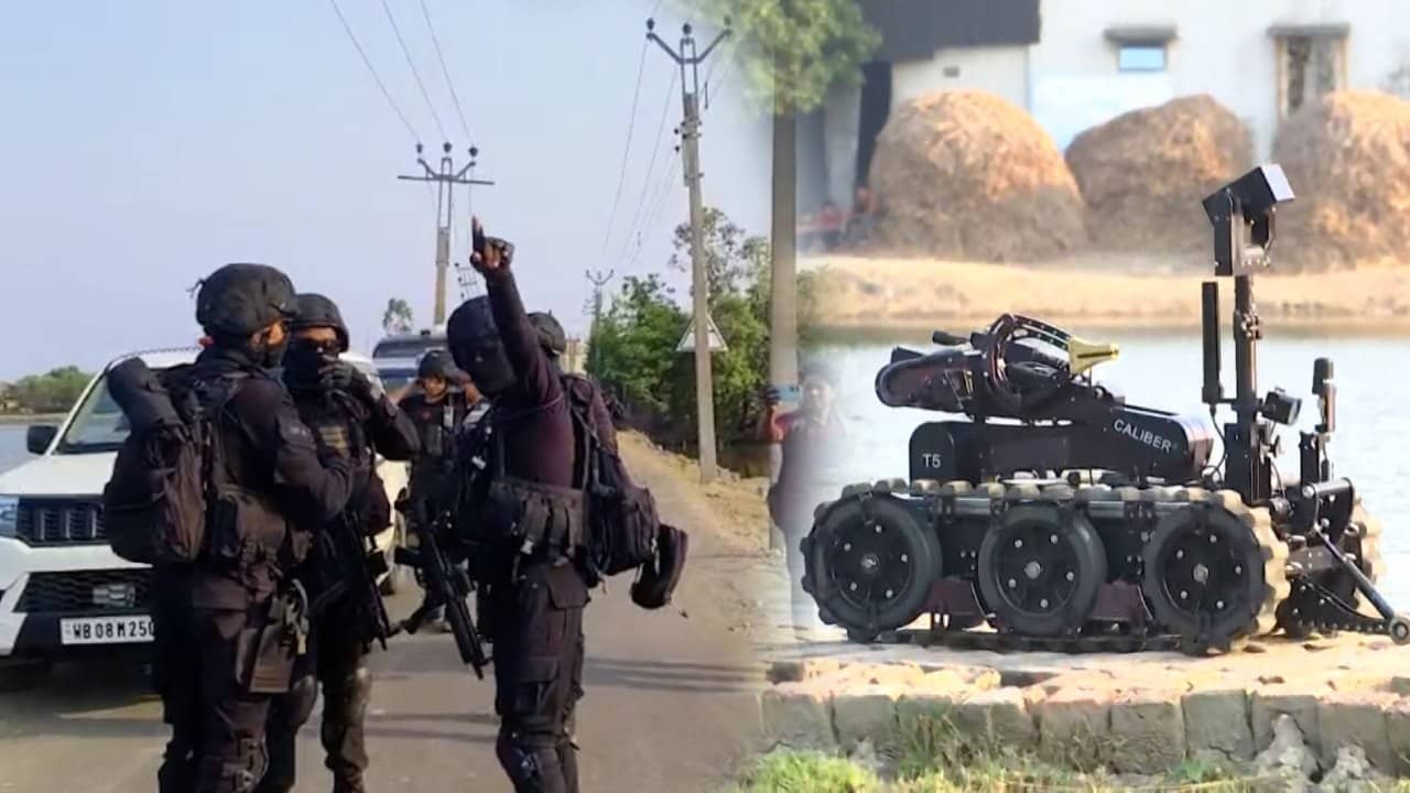 NSG in Sandeshkhali: সন্দেশখালিতে বন্দুক হাতে ‘ব্ল্যাক ক্যাট’, বোমা খুঁজতে মাঠে নামল রোবট