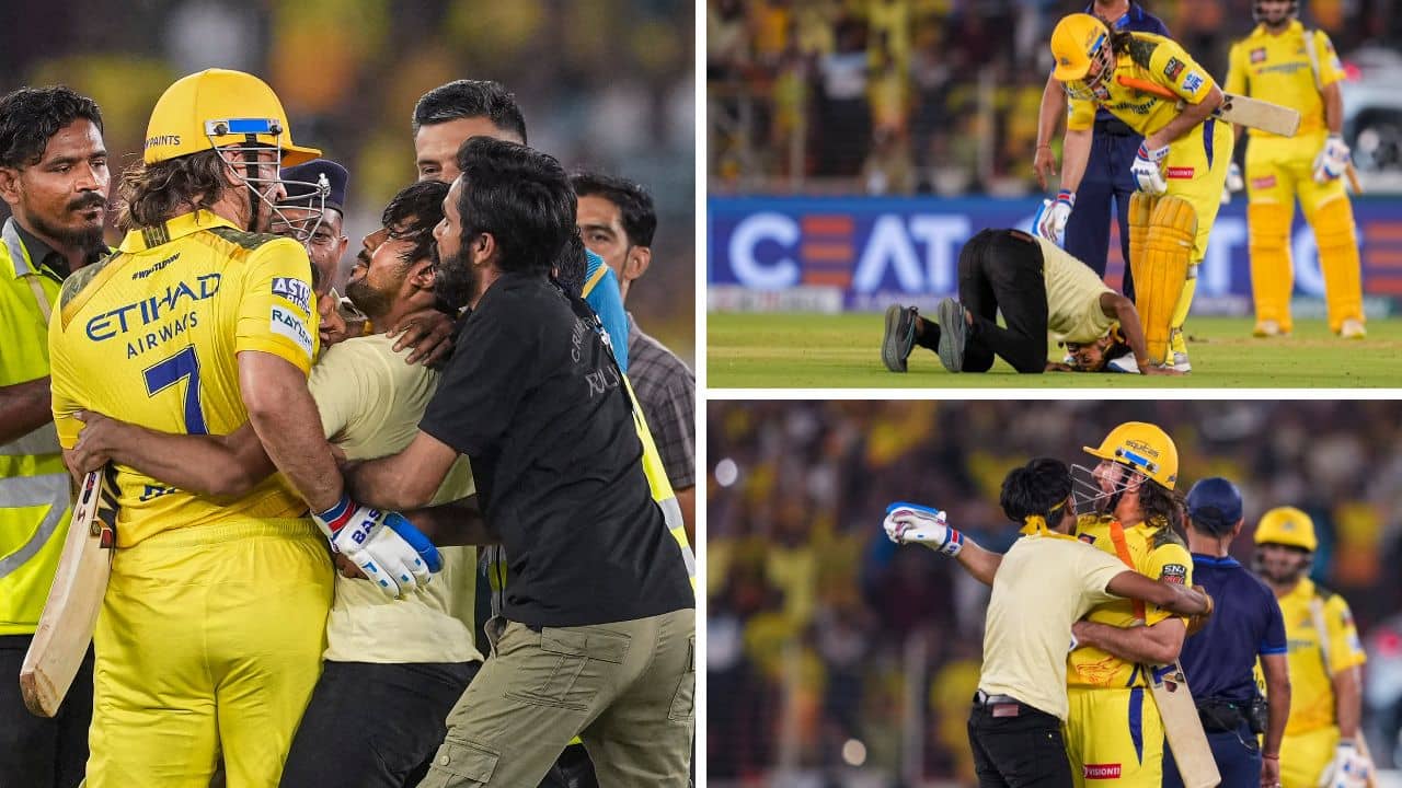 MS Dhoni: ম্যাচের মাঝে পায়ে লুটিয়ে প্রণাম করা ভক্তকে বুকে জড়িয়ে ধরলেন ধোনি, তারপর...