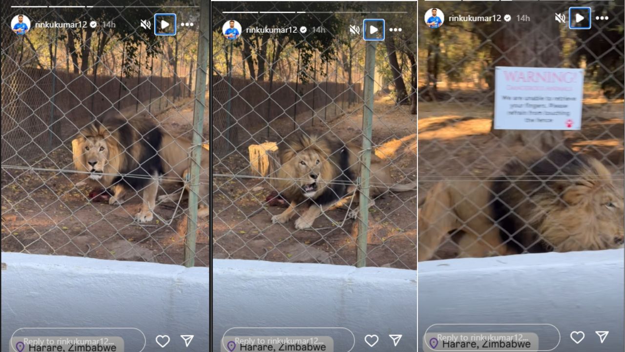 Indian Cricket Team Batter Rinku Singh visits Lion Park Harare Zimbabwe With Shubman Gill and Others