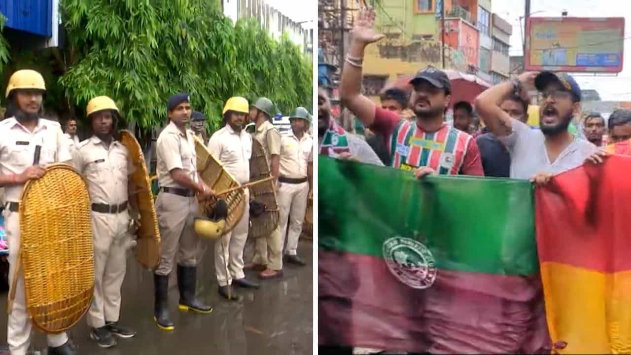 Mohun Bagan-East Bengal: আটক ৫, আরজি করে রাত দখলের মতো আশঙ্কা! জমায়েতে বাধা বিধাননগর পুলিশের Mohun Bagan-East Bengal: আটক ৫, আরজি করে রাত দখলের মতো আশঙ্কা! জমায়েতে বাধা বিধাননগর পুলিশের