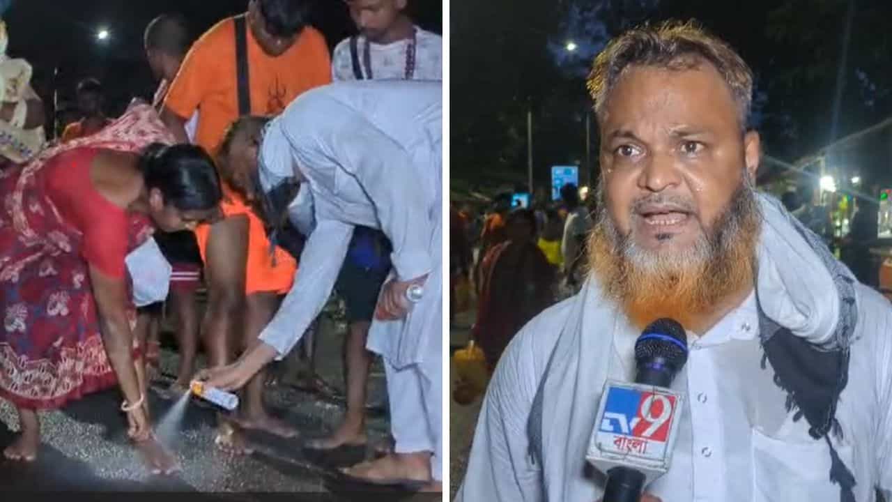 'ফতোয়ার তোয়াক্কা করি না', তারকেশ্বরে পূণ্যার্থীদের পায়ে ওষুধ লাগিয়ে দিচ্ছেন মাবুদ আলি 'ফতোয়ার তোয়াক্কা করি না', তারকেশ্বরে পূণ্যার্থীদের পায়ে ওষুধ লাগিয়ে দিচ্ছেন মাবুদ আলি