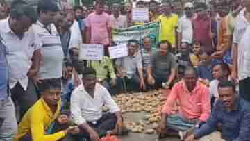 Potato Price: ফের ভিন রাজ্যে আলু রফতানিতে বাধা,  রাস্তায় বস্তা বস্তা আলু ফেলে বিক্ষোভে আলু চাষীরা