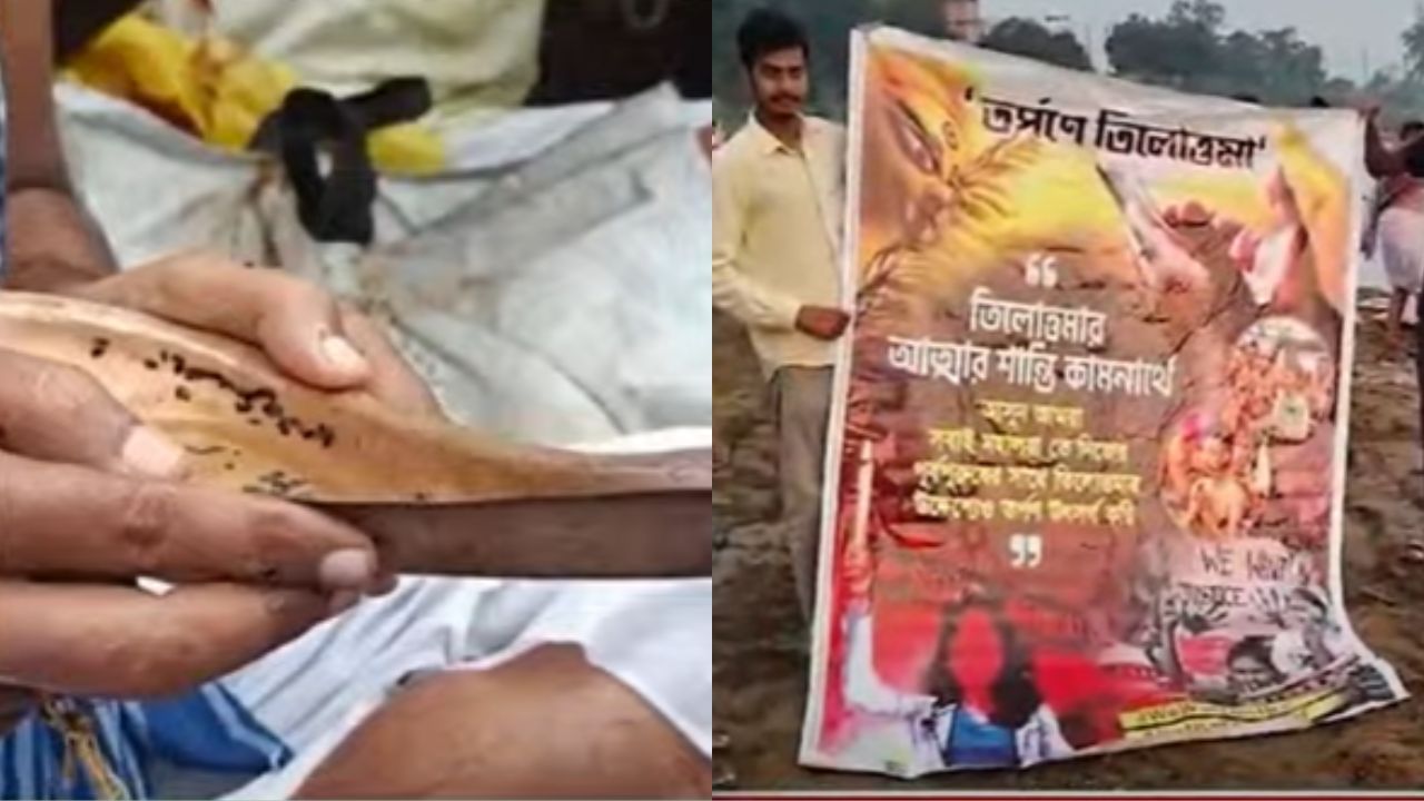আগমনীর সুরেও ফিকে হল না বিচারের দাবি, তিলোত্তমার বিচার চেয়ে গণতর্পণ, মহালয়ায় ভোর দখল আগমনীর সুরেও ফিকে হল না বিচারের দাবি, তিলোত্তমার বিচার চেয়ে গণতর্পণ, মহালয়ায় ভোর দখল