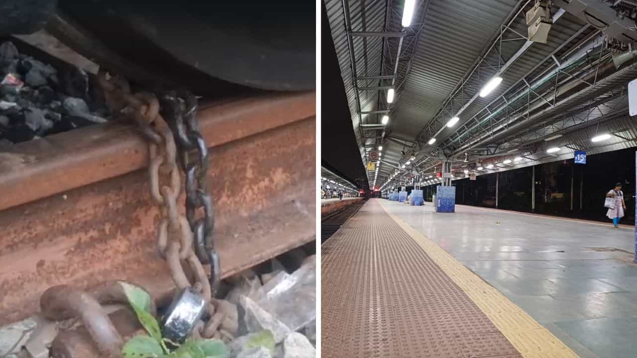 Sealdah Station: শিকলে বাঁধা হল ট্রেন, বনগাঁর ট্রেন চললেও, বন্ধ 'সাউথ' লাইন Sealdah Station: শিকলে বাঁধা হল ট্রেন, বনগাঁর ট্রেন চললেও, বন্ধ 'সাউথ' লাইন
