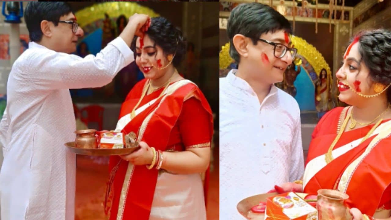 লাজে রাঙা শ্রীময়ী, কাঞ্চনের সঙ্গে জমিয়ে খেললেন সিঁদুর