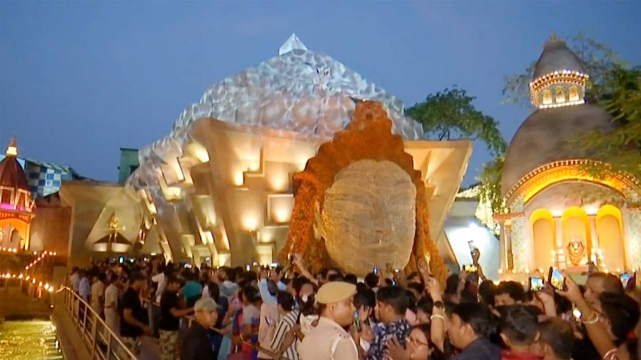 Dashami Updates: দশমীর রাতে লম্বা লাইনে দাঁড়িয়ে ঠাকুর দেখল শহর থেকে জেলা