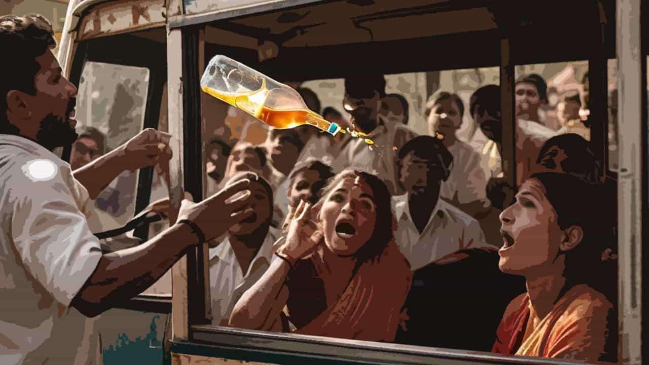 গায়ে পড়তেই চিড়বিড়িয়ে উঠল গোটা শরীর, বাসে উঠে মহিলাদের তরল ছিটিয়ে পালাল যুবক গায়ে পড়তেই চিড়বিড়িয়ে উঠল গোটা শরীর, বাসে উঠে মহিলাদের তরল ছিটিয়ে পালাল যুবক