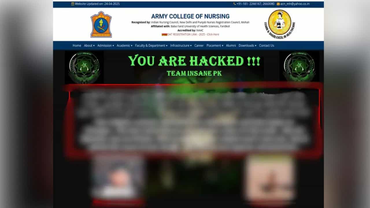 Army nursing college: এবার জম্মু-কাশ্মীরে সেনা নার্সিং কলেজের ওয়েবসাইট হ্যাক করল পাকিস্তানের হ্যাকাররা Army nursing college: এবার জম্মু-কাশ্মীরে সেনা নার্সিং কলেজের ওয়েবসাইট হ্যাক করল পাকিস্তানের হ্যাকাররা