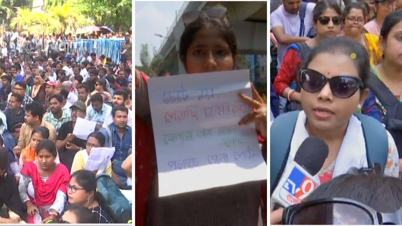 SSC Protest Rally: কারও কোলে সন্তান, কারও হাতে ওএমআর শিট, বিশাল মিছিল পৌঁছল SSC ভবনে