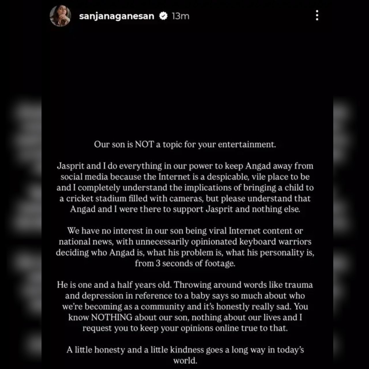 Sanjana Ganesan Post