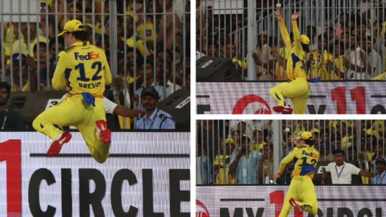 Dewald Brevis Excellent Catch ভিডিয়ো: ধন্যি ছেলের অধ্যাবসায়! তিনবারের চেষ্টায় এবিডির মতোই ক্যাচ বেবি এবির Dewald Brevis Excellent Catch ভিডিয়ো: ধন্যি ছেলের অধ্যাবসায়! তিনবারের চেষ্টায় এবিডির মতোই ক্যাচ বেবি এবির