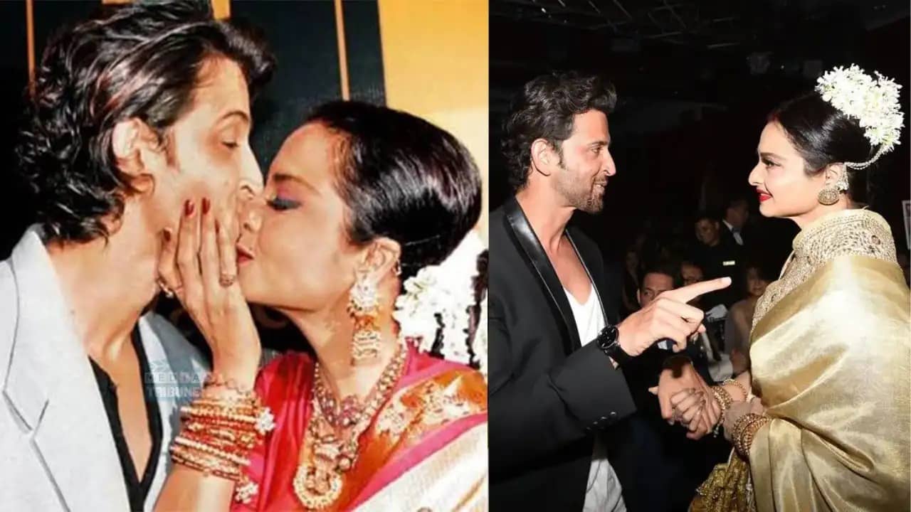 প্রকাশ্যে হৃত্বিকের ঠোঁট কামড়ে চুম্বন, বেসামাল রেখা যখন বিতর্কে