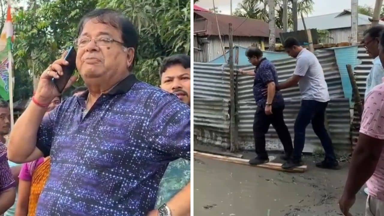 Udayan Guha: কাদা রাস্তা কোনও রকমে পেরলেন উদয়ন, ঘিরে ধরলেন গ্রামবাসীরা