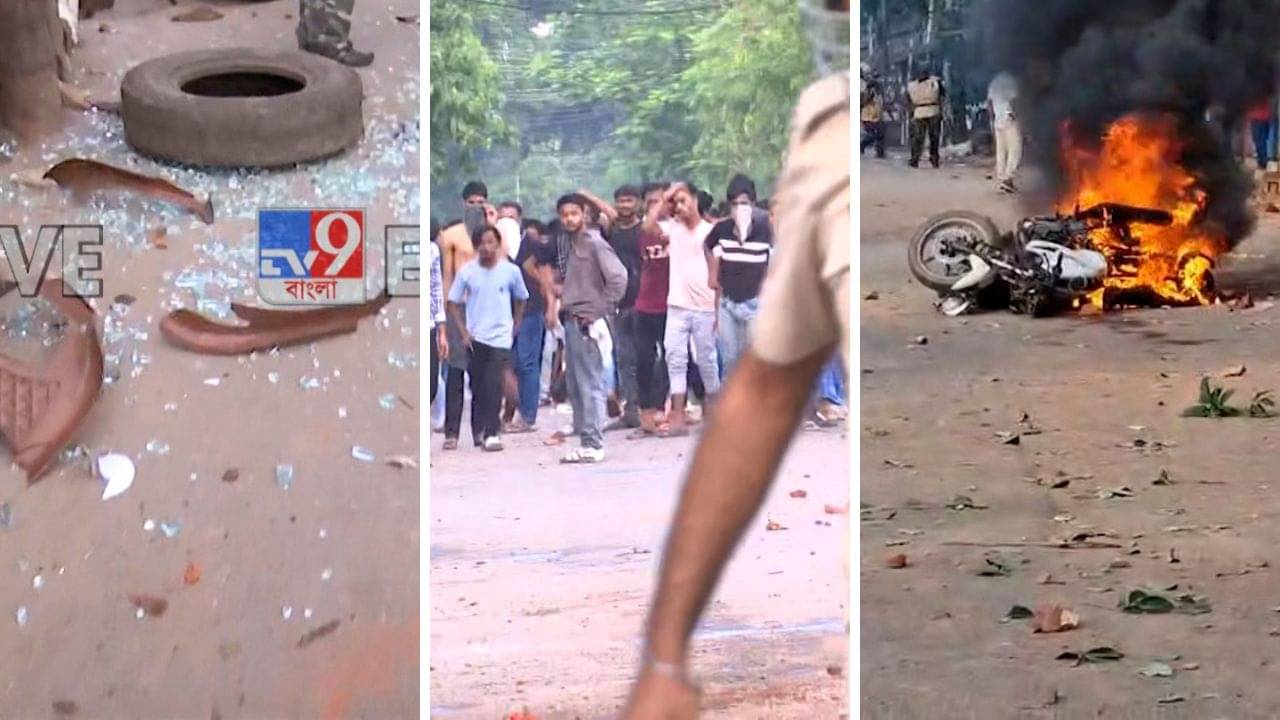 Rabindra Nagar: একটানা ইটবৃষ্টিতে রক্ত ঝরল পুলিশের, দাউদাউ করে গাড়িতে জ্বলছে গাড়ি, রণক্ষেত্র রবীন্দ্র নগর