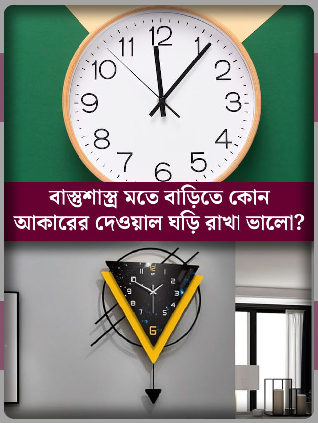 গোল, চৌকো নাকি ত্রিভূজ, বাড়িতে কোন ঘড়ি রাখা শুভ? বাস্তুশাস্ত্র বলছে… গোল, চৌকো নাকি ত্রিভূজ, বাড়িতে কোন ঘড়ি রাখা শুভ? বাস্তুশাস্ত্র বলছে…