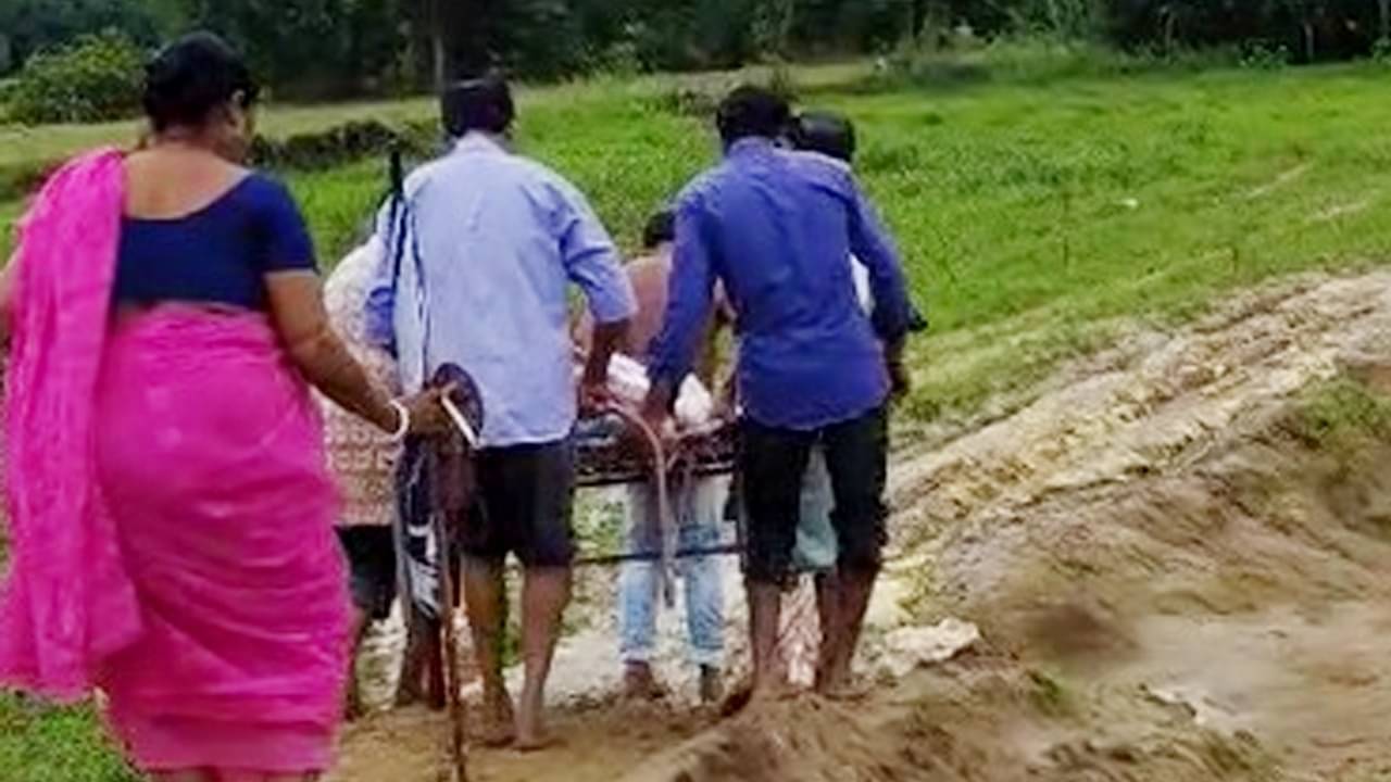 Paschim Medinipur: রোগীকে খাটিয়ায় নিয়ে দেড় কিমি হাঁটা, বেহাল রাস্তার ছবি এই বাংলারই