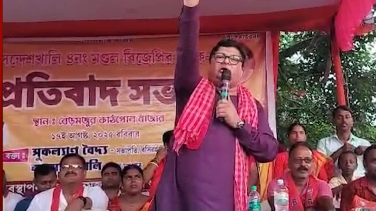 Sandeshkhali: রোহিঙ্গা-সহ তৃণমূলের নেতাদের গাছে বেঁধে জল বিচুটি লাগিয়ে বাংলাদেশে পাঠাব, বিতর্কিত মন্তব্য বিজেপি নেতার