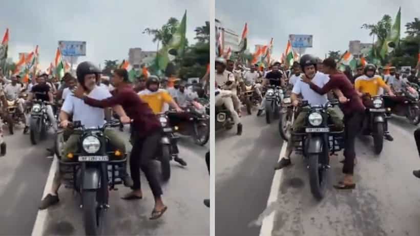 Rahul Gandhi VIDEO: ভোটার অধিকার যাত্রায় রাহুলকে জড়িয়ে চুমু সমর্থকের, তারপর কী হল, দেখুন...