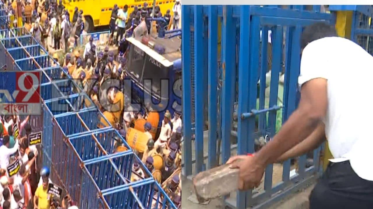 Nabanna Abhiyan: ভাঙল তালা, ব্যারিকেডে উঠে উই ওয়ান্ট জাস্টিস স্লোগান, সাঁতরাগাছিতে ধুন্ধুমার