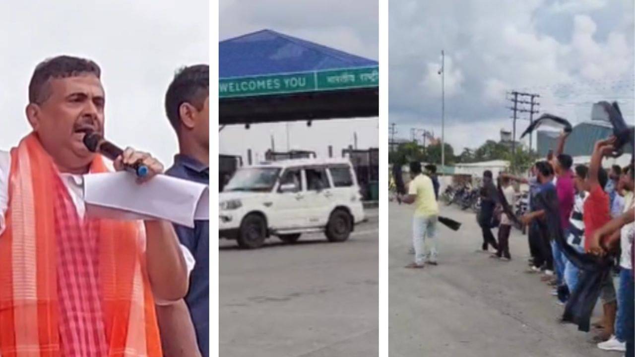 Suvendu Adhikari in Hooghly: কনভয় ঢুকতেই ডানকুনিতে কালো পতাকা দেখানো শুরু, শুভেন্দু বললেন, তোর বাপ যাচ্ছে দেখ...