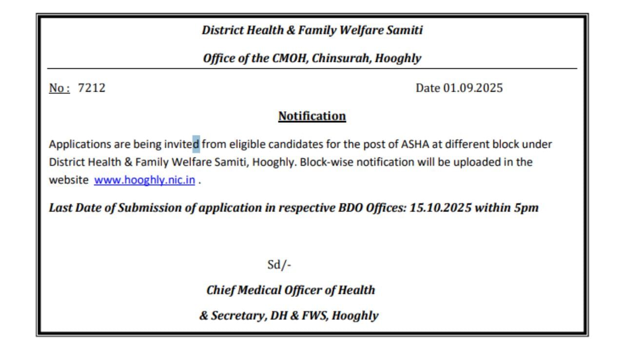 Asha Worker Notice