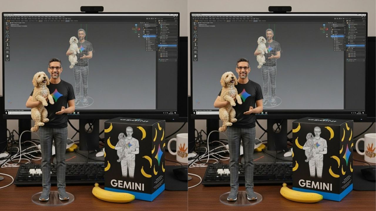 Nano Banana: Google-এর সিইও হাতে পুতুল, দেখুন Sundar Pichai-এর ন্যানো ব্যানানা ট্রেন্ড! Nano Banana: Google-এর সিইও হাতে পুতুল, দেখুন Sundar Pichai-এর ন্যানো ব্যানানা ট্রেন্ড!