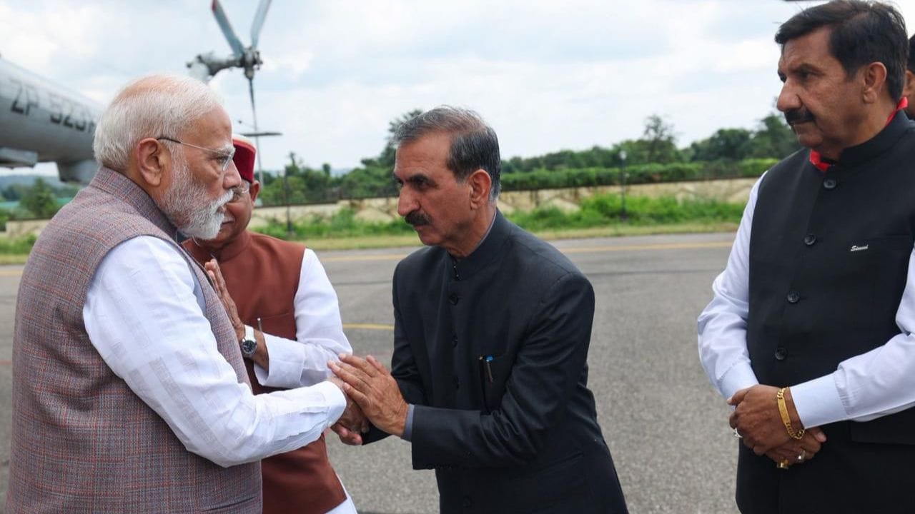 Pm Narendra Modi Undertakes Aerial Survey Of Flood And Rain Affected Areas Of Himachal Pradesh