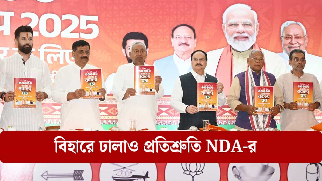 NDA Poll Promise: লাখপতি দিদি থেকে শুরু করে ১ কোটি সরকারি চাকরি, বিহারে প্রতিশ্রুতির বন্যা NDA-র NDA Poll Promise: লাখপতি দিদি থেকে শুরু করে ১ কোটি সরকারি চাকরি, বিহারে প্রতিশ্রুতির বন্যা NDA-র