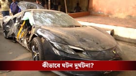 রেড রোডে একের পর এক ল্যাম্পপোস্টে ধাক্কা মেরে উল্টে গেল গাড়ি, আহত ৪