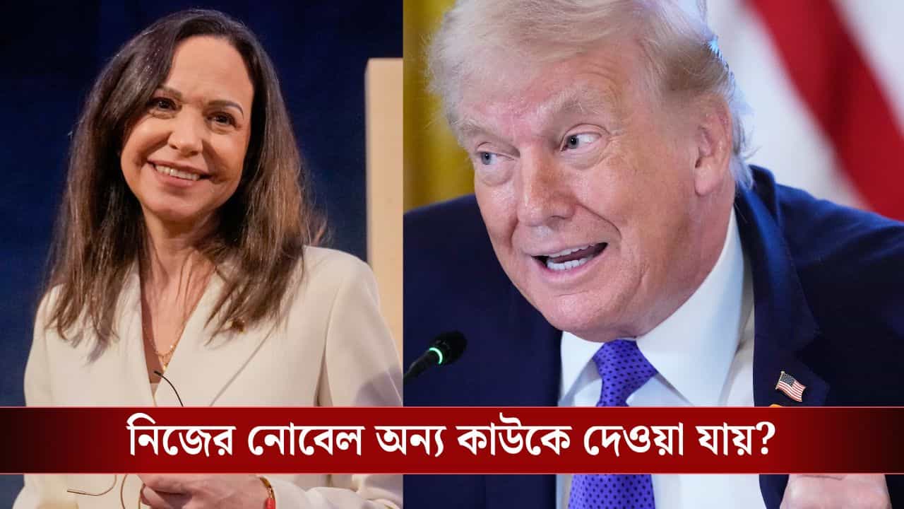Nobel Peace Prize: নিজের শান্তির নোবেল ট্রাম্পকে দিতে চান মাচাদো! আদৌ নোবেল হস্তান্তর সম্ভব? Nobel Peace Prize: নিজের শান্তির নোবেল ট্রাম্পকে দিতে চান মাচাদো! আদৌ নোবেল হস্তান্তর সম্ভব?