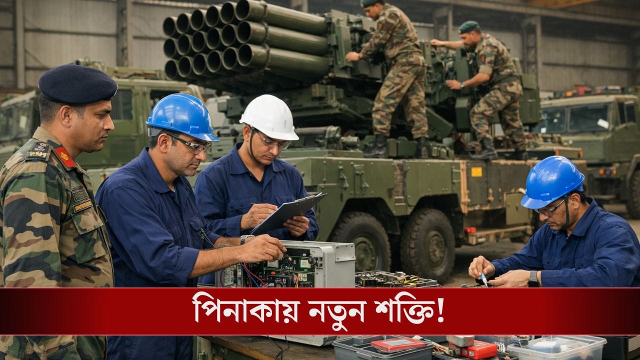 Pinaka Multi-Rocket Launcher Systems: নতুন মিসাইলের পর সেনার হাতে আসবে আপগ্রেডেড পিনাকা রকেট লঞ্চার! Pinaka Multi-Rocket Launcher Systems: নতুন মিসাইলের পর সেনার হাতে আসবে আপগ্রেডেড পিনাকা রকেট লঞ্চার!