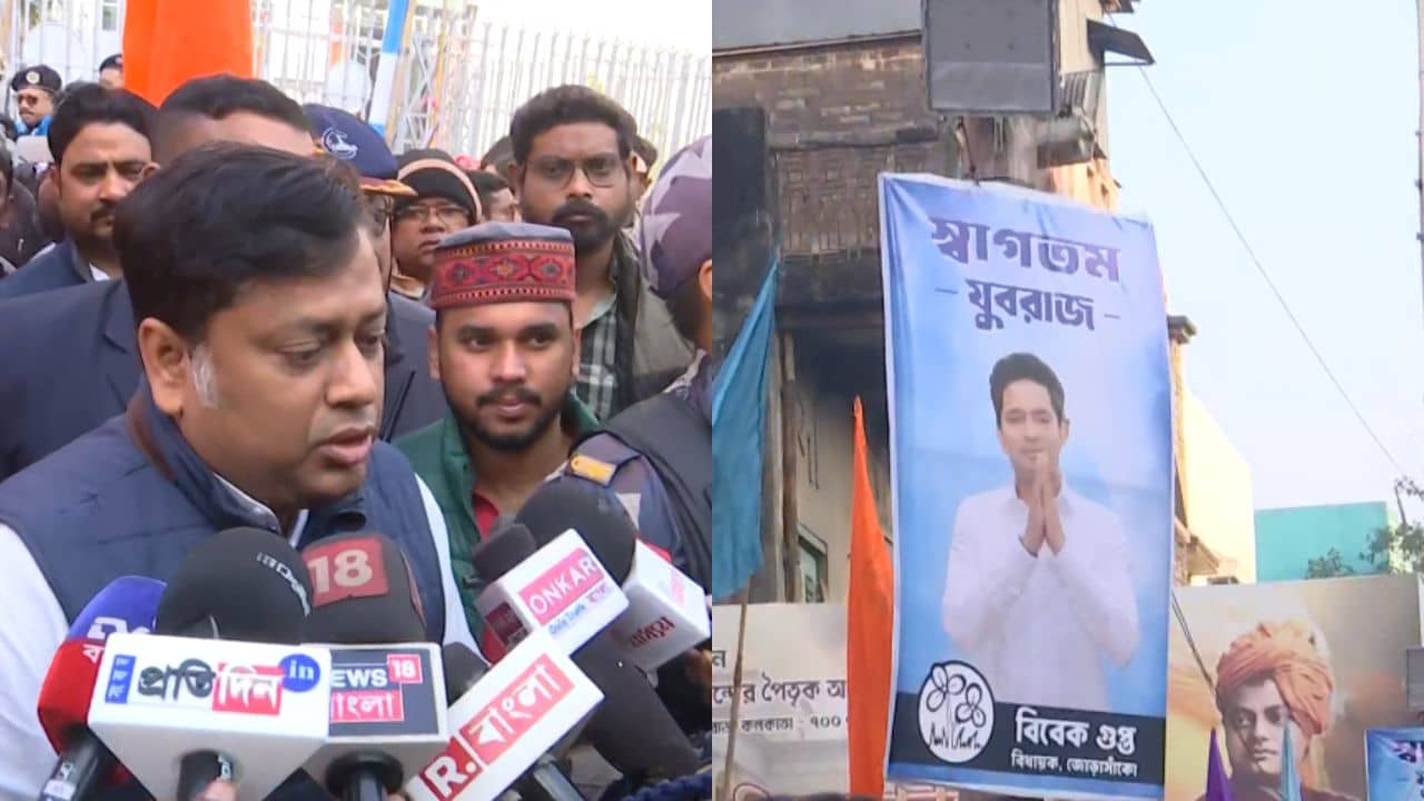 Sukanta Majumdar: স্বাগতম যুবরাজ, স্বামীজির বাড়ির সামনে অভিষেকের পোস্টার! মালা পরিয়ে সুকান্ত বললেন, সৎ লোকের হাতে আগে পাক