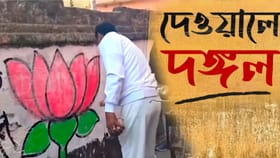 বাগানে নয়, দেওয়ালে ফুল ফোটাতে জোর টক্করে শাসক-বিরোধী!