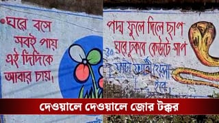 BJP-TMC: শীত বিদায়েই গরম বাড়াচ্ছে ভোট! নাম নেই প্রার্থীর, তাও দেওয়ালে দেওয়ালে জোর টক্কর