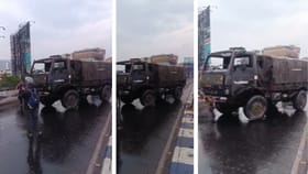 মা উড়ালপুলে দুর্ঘটনায় মুখে সেনার ট্রাক, গুরুতর আহত ২ জওয়ান