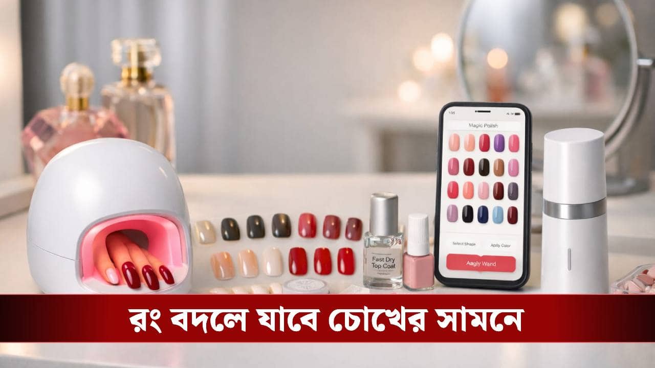 স্যালোঁতে লাইন নয়, বাড়িতেই ম্যাজিক! মুহূর্তে নখের রং বদলাবে AI কিট