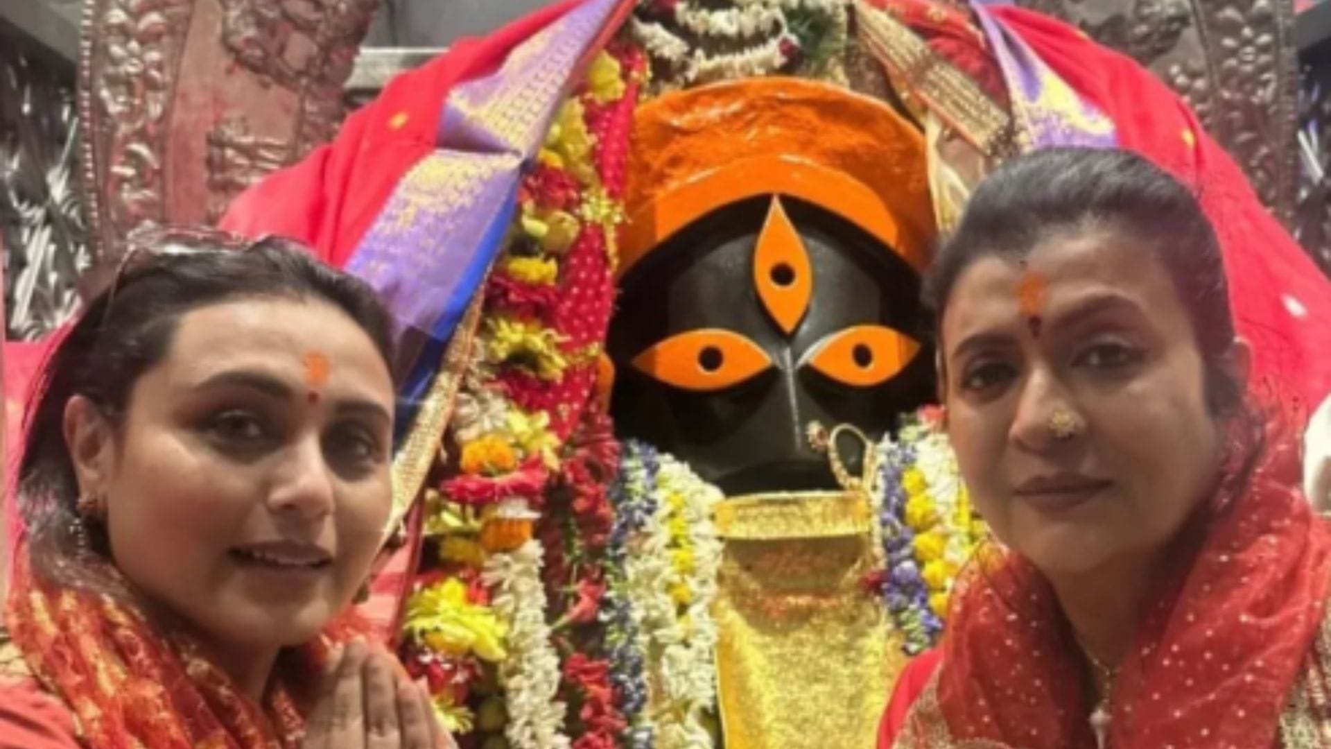 কালীঘাটে মাসি-বোনঝি, ‘মর্দানি ৩’-এর সাফল্যে মা কালীর শরণে রানি-দেবশ্রী