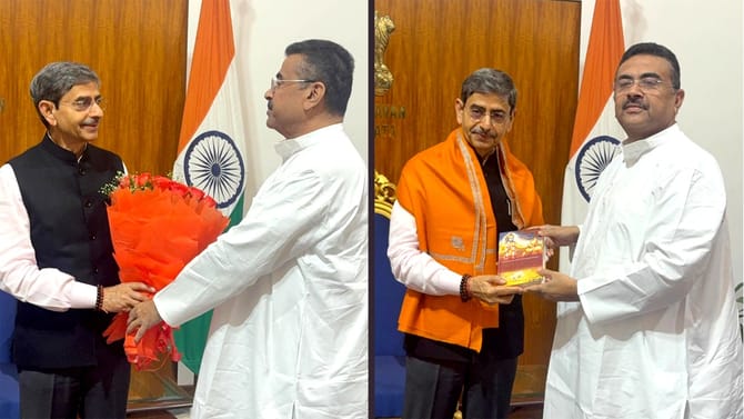 কমলা গোলাপ দিয়ে স্বাগত, দিলেন গীতা; নয়া রাজ্যপালকে কী বললেন শুভেন্দু?