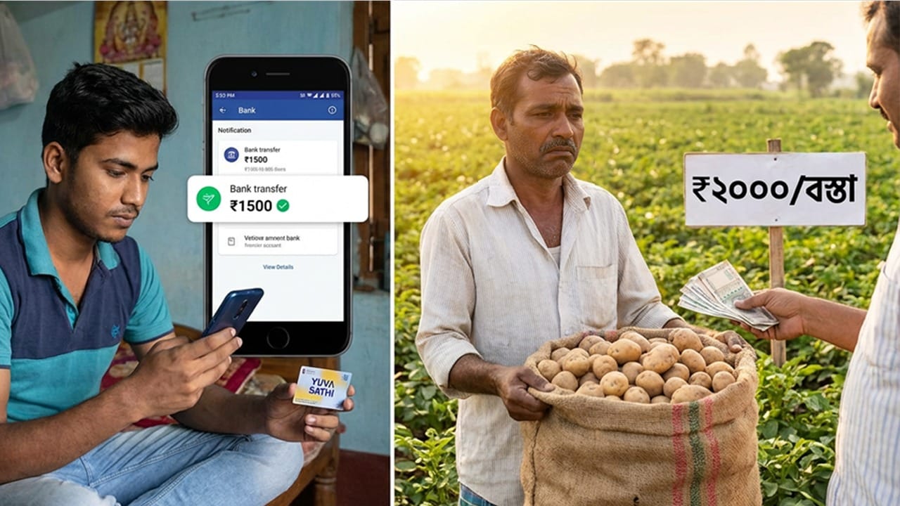 Potato Crisis: যুব সাথীতে বেকাররা পাচ্ছেন ১৫০০, আলু চাষ করে চাষি পাচ্ছেন ২০০০! দেখুন অঙ্কটা Potato Crisis: যুব সাথীতে বেকাররা পাচ্ছেন ১৫০০, আলু চাষ করে চাষি পাচ্ছেন ২০০০! দেখুন অঙ্কটা