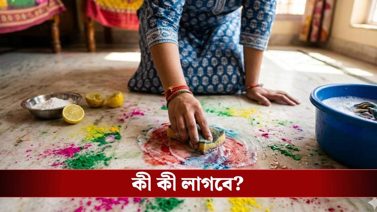 দোল খেলার পর মেঝের জেদি দাগ নিয়ে চিন্তিত? এই ৫ ঘরোয়া টোটকায় ঘর হবে চকচকে