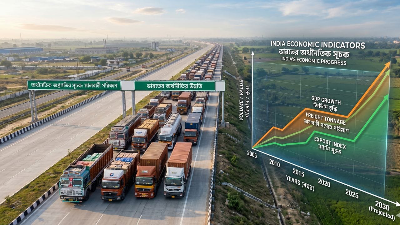 ভারতের অর্থনীতির অক্সিজেন হলো লজিস্টিক। লক্ষ্য হল, এই খরচকে সিঙ্গল ডিজিটে নামিয়ে আনা, যা বর্তমানে প্রায় ১০ শতাংশ। (AI)
