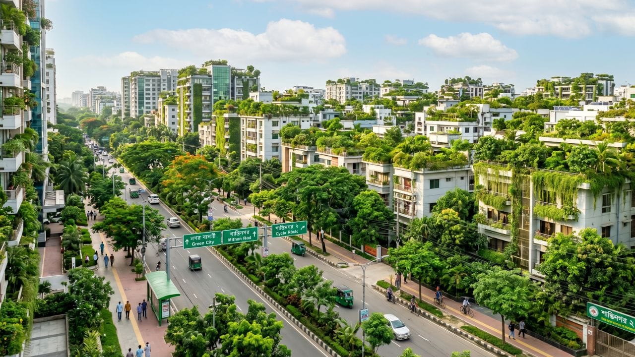 শহরগুলিতে অত্যধিক কংক্রিটের দালান ও গাছপালার অভাবে তাপমাত্রা গ্রামের তুলনায় ৩-৪ ডিগ্রি বেশি থাকে। গাছ না থাকা ও খনিজের যথেচ্ছ ব্যবহারের ফলে শহরগুলো ধীরে ধীরে একটি জ্বলন্ত অগ্নিকুন্ডে পরিণত হচ্ছে।(AI)