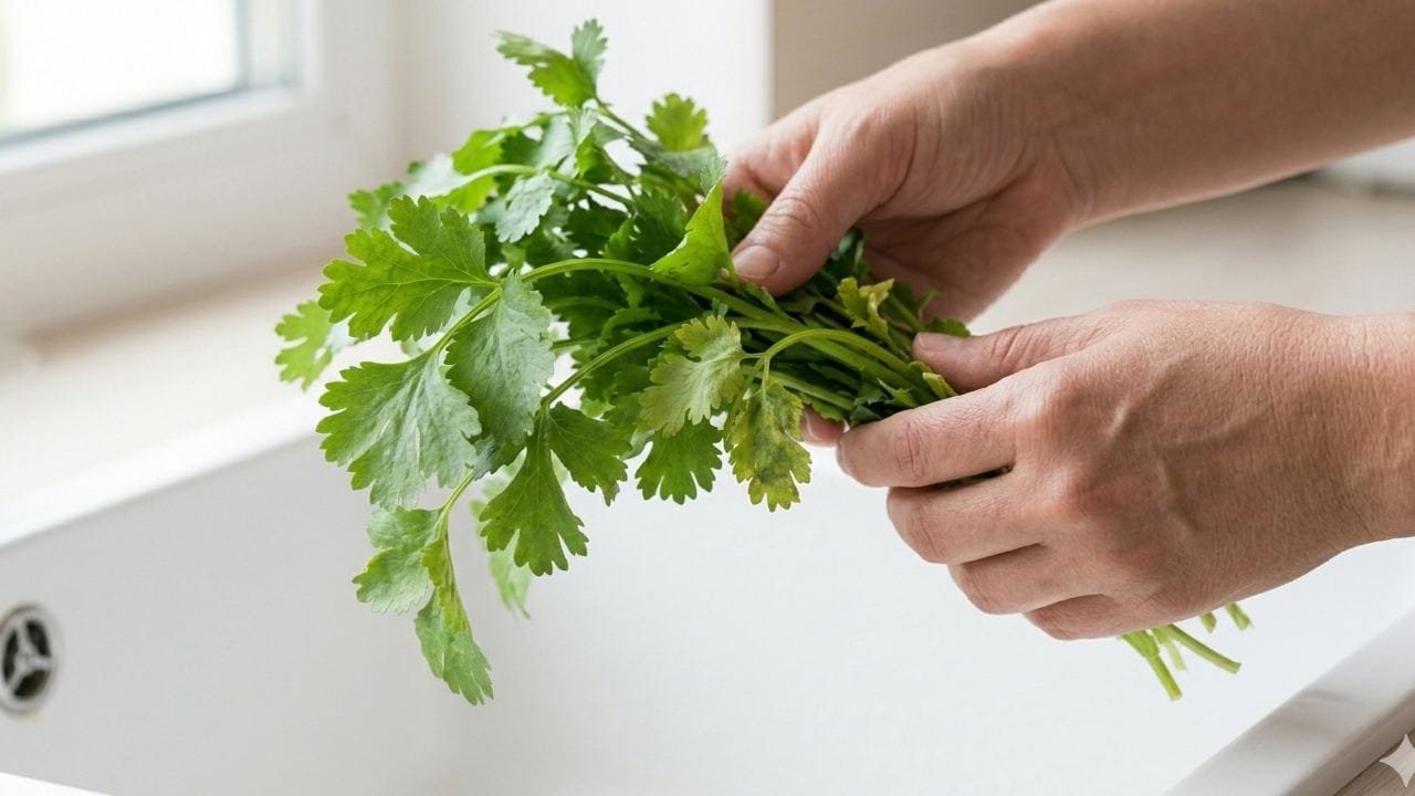 অনেকেই বাজার থেকে এনেই ধনেপাতা ধুয়ে ফ্রিজে তুলে রাখেন, যা দ্রুত পচনের প্রধান কারণ। ধনেপাতা ব্যবহারের ঠিক আগে ধুয়ে নেওয়া সবচেয়ে বুদ্ধিমানের কাজ। পরিষ্কার করতে চাইলে হলুদ-নুন জলে ধুয়ে ফ্যানের তলায় পুরোপুরি শুকিয়ে তবেই তুলুন। Gemini AI