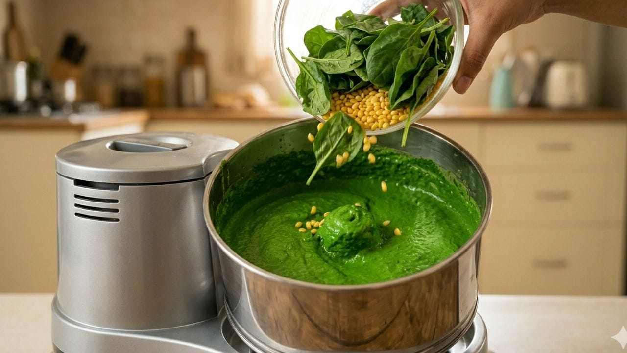 প্রথমে মুগ ডাল ভালো করে ধুয়ে অন্তত ২ ঘণ্টা ভিজিয়ে রাখতে হবে। এরপর ভেজানো ডাল আর পরিষ্কার করে ধুয়ে রাখা পালং শাক একসঙ্গে মিক্সিতে দিয়ে পেস্ট করে নিন। মিশ্রণটি যেন খুব বেশি পাতলা বা খুব ঘন না হয়, সেদিকে খেয়াল রাখুন। Gemini AI