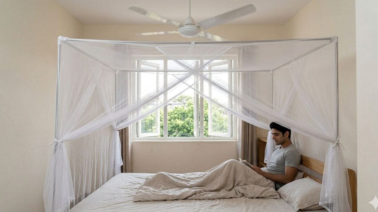 যাঁদের নিয়মিত মশারি টাঙিয়ে শোওয়ার অভ্যাস আছে, তাঁরা কিছুটা সুরক্ষিত থাকেন। মশারি ফিল্টার হিসেবে কাজ করে, ফলে ফ্যানের সরাসরি হাওয়া বা ধুলো সরাসরি গায়ে লাগে না। এটি শরীরকে আড়ষ্ট হওয়া থেকে বাঁচাতে সাহায্য করে। Gemini Ai