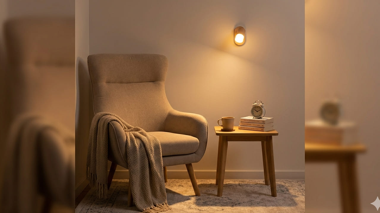 সারাদিনের যান্ত্রিক ব্যস্ততা থেকে মুক্তি পেতে ঘরের একটি কোণকে ডিজিটালমুক্ত জোন হিসেবে গড়ে তুলুন। সেখানে রাখতে পারেন আরামদায়ক একটি চেয়ার, ছোট সাইড টেবিল এবং পড়ার জন্য মৃদু আলো। শান্তিতে বই পড়া কিংবা কিছুটা সময় বিশ্রামের জন্য এই জায়গাটি হবে সেরা। Geminni AI